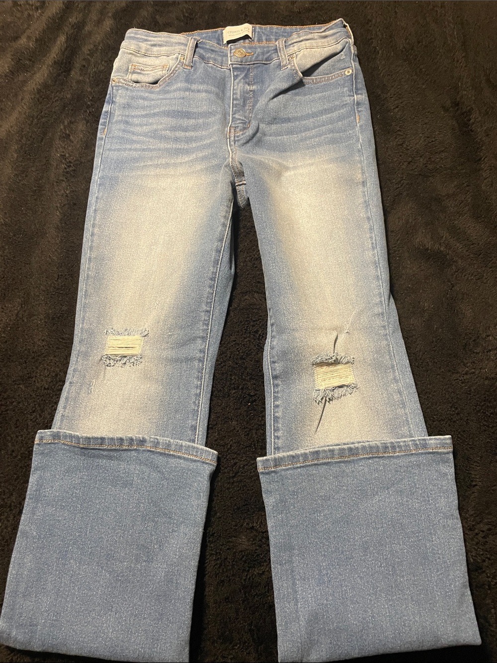 crown & ivy Light Blue Distressed Wide-Leg Jeans
